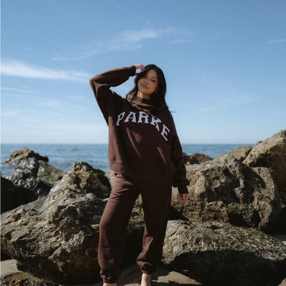 PARKE SET CHOCOLATE MOCKNECK and SWEATPANTS SET - Picture 1 of 5